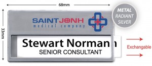 SILVER Reusable Name Tag - Model 8-13