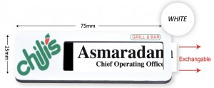 WHITE BASE Reusable Name Tag - Model 8-13