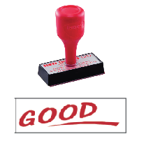 red rubber stock stamp