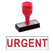 red rubber stock stamp