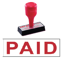 red rubber stock stamp