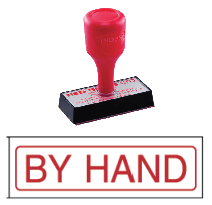 red rubber stock stamp