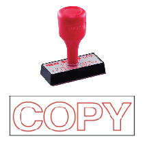 red rubber stock stamp