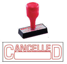 red rubber stock stamp