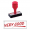 red rubber stock stamp