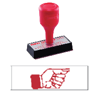 red rubber stock stamp