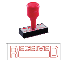 red rubber stock stamp