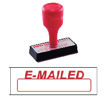 red rubber stock stamp