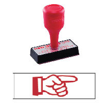 red rubber stock stamp