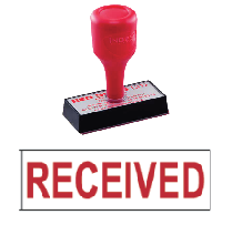 red rubber stock stamp