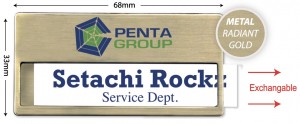 METAL RADIANT GOLD Reusable Name Tag - Model 8-1