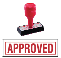 red rubber stock stamp