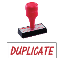 red rubber stock stamp