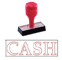 red rubber stock stamp